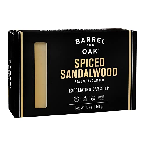 Barrel and Oak Exfoliating Bar Soap - Natural Moisturizer, Spiced Sandalwood Scent - 6oz
