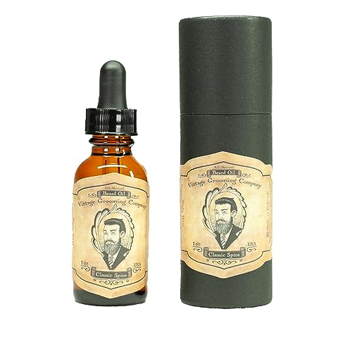 The Vintage Grooming Co. Classic Spice Beard Oil - Softens & Conditions, All-Natural - 1oz