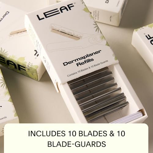 Leaf Shave Dermaplaner Refills - Zero-Waste Steel Blades & Guards, 10-Count Set
