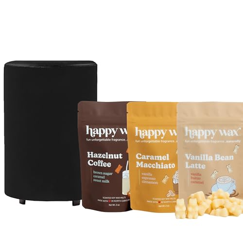 Happy Wax Mod Wax Warmer & Coffee Mix Melts - Ceramic Design, Auto Shut Off, 150 Hours Scent