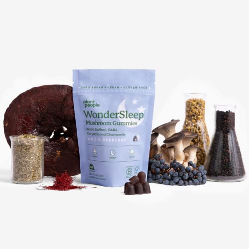 Plant People WonderSleep Mushroom Gummies - Relaxing Herbal Blend, Vegan, 60 Count