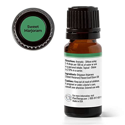 Plant Therapy Marjoram Sweet Essential Oil - Calming Relief for Sleep & Muscle Soreness - 10ml