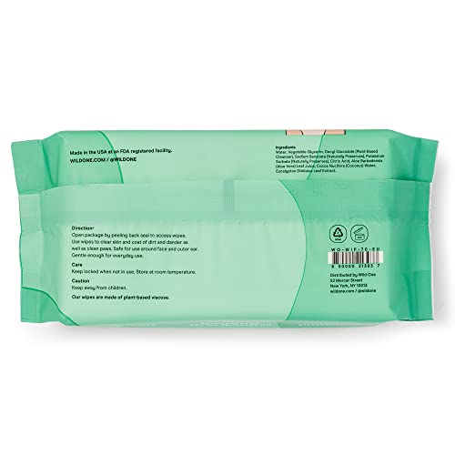 Wild One Pet Wipes - Vegan, Hypoallergenic, Natural Cleaners, Coconut Water & Aloe Vera - 70 Count
