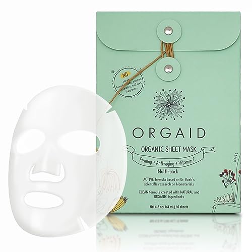 ORGAID Organic Sheet Mask - Hydrating, Soothing, Cruelty-Free - 6 Assorted Masks for All Skin Types