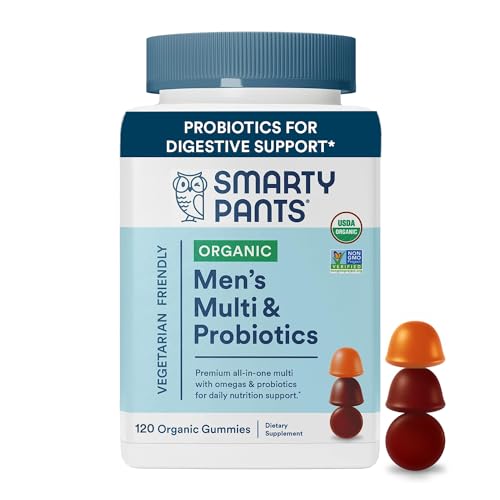 SmartyPants Multivitamin for Men - Immune Support with Probiotics & Omega 3 - 120 Organic Gummies