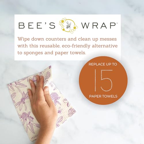 Bee's Wrap Reusable Food Wraps Bundle - Absorbent Dish Towels & Compostable Cloths - 3 Pack