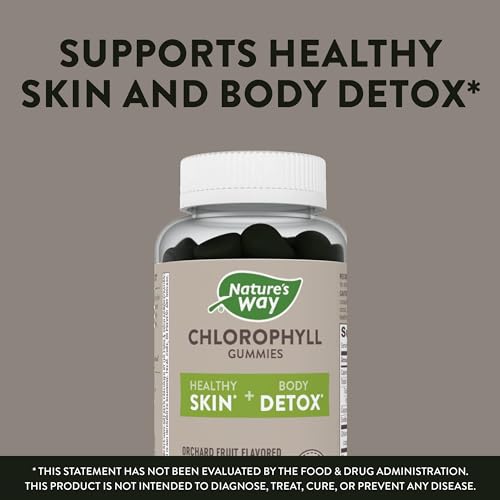 Nature's Way Chlorophyll Gummies - Supports Detox & Healthy Skin, Orchard Fruit Flavor - 60ct