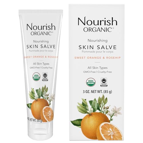 Nourish Organic Skin Salve - Nourishing Body Lotion with Organic Oils & Cotton Round - 3.7 Oz
