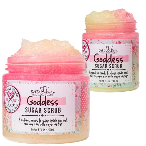 Bella & Bear Body Scrub Bundle - Exfoliating & Hydrating, Vegan, Tropical Scent - 6.7oz & 3.4oz