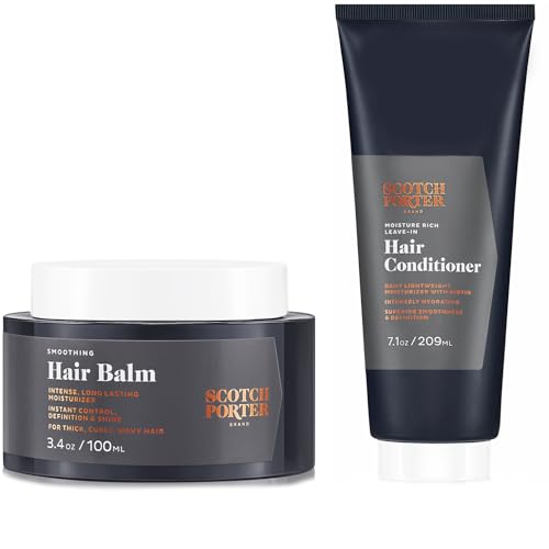 Scotch Porter Hair Care Set - Moisturizing Balm & Leave-In Conditioner, Vegan - 3.4oz & 7.1oz