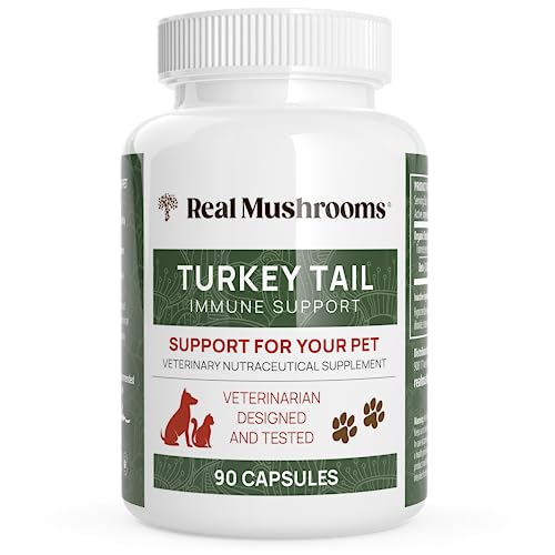 Real Mushrooms Turkey Tail Dog Supplements - Immune & Gut Health, Vet-Approved - 90 Capsules