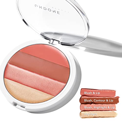 Undone Beauty Makeup Palette - Versatile Cream Blush, Bronzer & Highlighter, Vegan - Neapolitan
