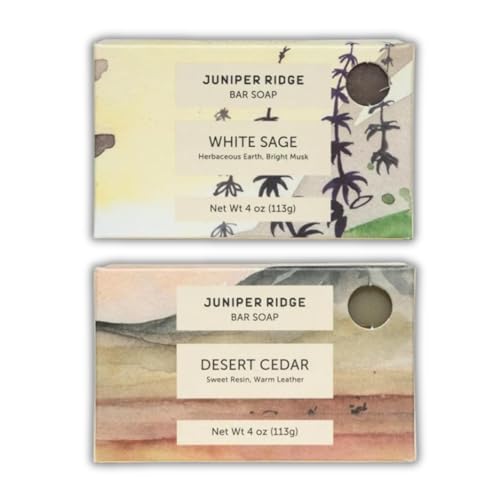 Juniper Ridge Soap Set - Mild Castile with White Sage & Desert Cedar, Natural Ingredients - 2 Bars