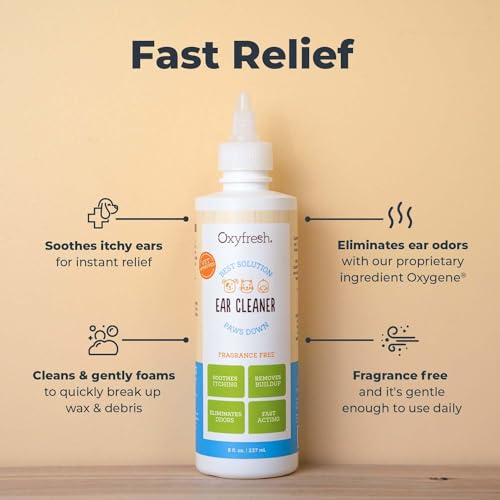 Oxyfresh Dog Ear Cleaner - Relieves Itchy Ears, Non-Toxic Formula - 8oz