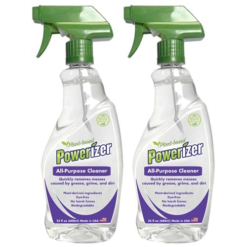 Powerizer All Purpose Cleaner - Plant-Based, Lightly Scented, Safe for Family & Pets - 2 Bottles