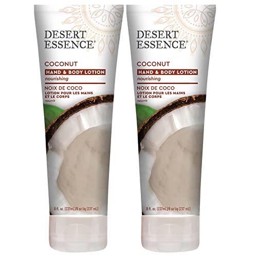 Desert Essence Coconut Body Lotion - Nourishing Organic Oils, Vegan & Cruelty-Free - 8oz (Pack of 2)
