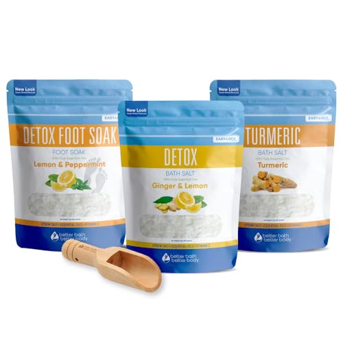 Natural Detox Bath Bundle - Rejuvenating Epsom Salt Soaks with Essential Oils - 3-Pack, 6 lbs