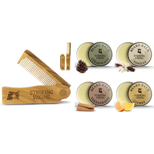 Striking Viking Beard & Mustache Comb - Tames & Nourishes with Sandalwood - Folding Design