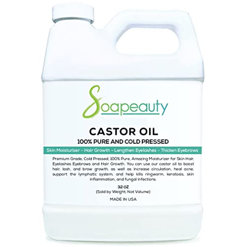 Soapeauty Cold Pressed Castor Oil - Promotes Healthy Hair & Skin, Hexane-Free - 32 fl oz