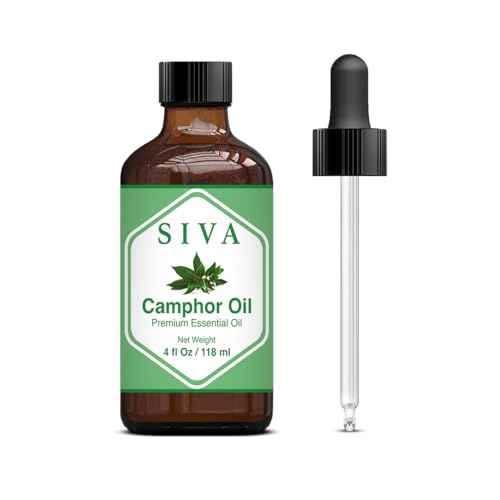 SIVA Camphor Essential Oil - Natural Skin & Hair Care, Aromatherapy, 4 Fl Oz with Dropper