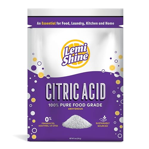 Lemi Shine Citric Acid - 100% Pure Food-Grade Preservative for Cooking & Crafts - 8 oz
