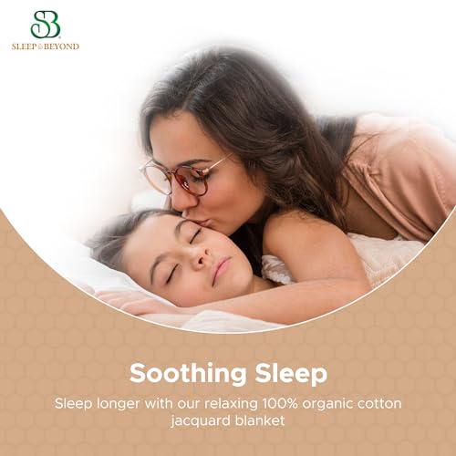 Sleep & Beyond Organic Cotton Honeycomb Blanket - Soft, Breathable, Pet-Friendly - King/Cal King