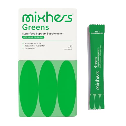 Mixhers Hergreens Superfood - Daily Greens & Veggie Powder with Digestive Enzymes - 30 Packets