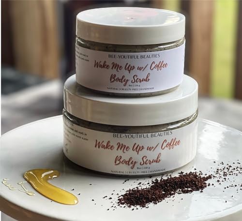 Bee-Youtiful Beauties Body Scrub - Revitalizing Coffee Exfoliant, Nourishing Beeswax & Honey - 8oz