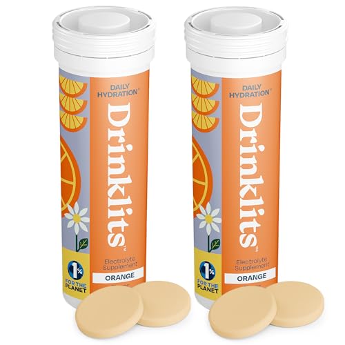 Drinklits Orange Hydration Tablets - 0g Sugar, Electrolyte Boost, Vegan - 20 Servings