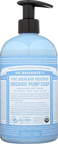 Dr Bronner's Organic 4-in-1 Liquid Soap - Vegan, Fair Trade, Unscented - 24oz Recycled Bottle