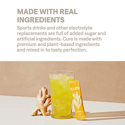 Cure Hydration Drink Mix - Plant-Based Electrolytes, No Added Sugar, Ginger Turmeric - 14 Packets
