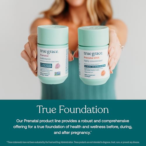 True Grace Prenatal Multivitamin - Supports Healthy Mom & Baby with Methylfolate - 60 Vegan Tablets