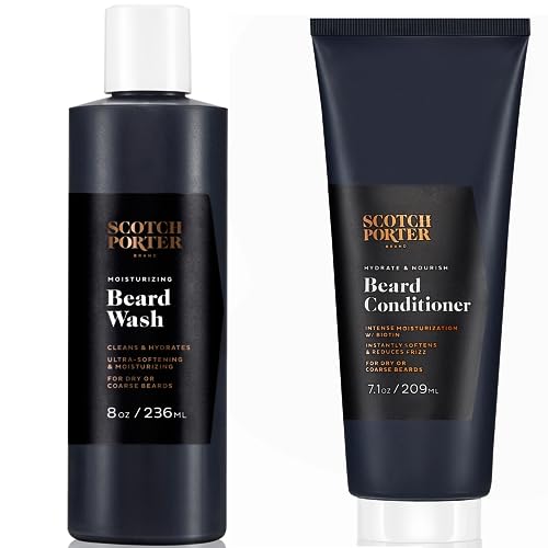 Scotch Porter Beard Shampoo & Conditioner - Moisturizes, Nourishes, Vegan - 8oz & 7.1oz