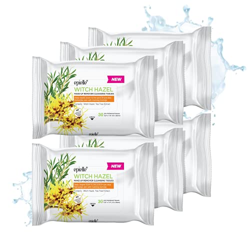 Epielle Witch Hazel Makeup Remover Wipes - Deep Cleans Pores, Hypoallergenic - 30 Count (6 Packs)