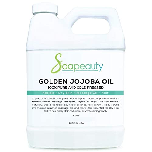 Soapeauty Body Oil - 100% Pure Jojoba, Non-Greasy Moisturizer for Skin & Hair - 32 Fl Oz