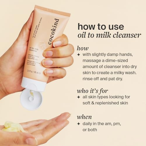 Cocokind Face Wash & Cleanser - Hydrating Oil to Milk Formula, pH Balanced - 4oz