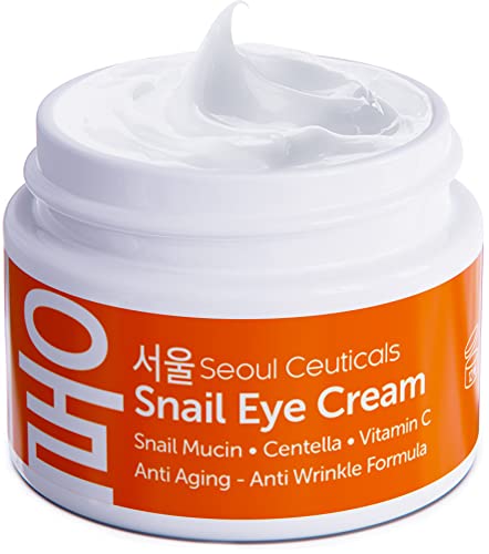 SeoulCeuticals Eye Cream - 97.5% Snail Filtrate, Anti-Aging, Brightens & Reduces Wrinkles - 0.5oz