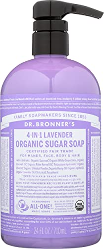 Dr Bronner Organic Body Soap - Vegan, Fair Trade, Versatile Use - Lavender, 24oz