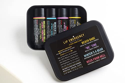 Walton Wood Farm Lip Emergency Rescue Kit - Vegetarian, Cruelty-Free, 4 Organic Balms - 0.15oz Each