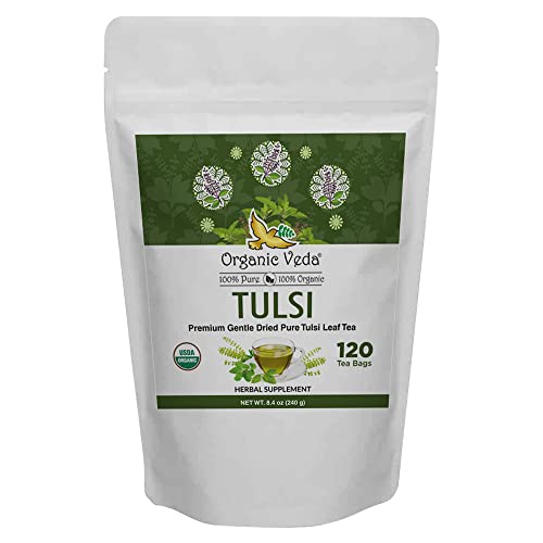 Organic Veda Tulsi Tea - Supports Digestion & Immunity, Vegan, Gluten-Free, 120 Bags