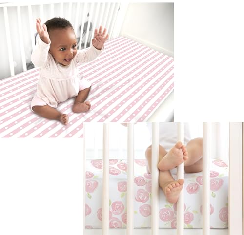 Cambria Baby Fitted Sheets - Ultra Soft, 100% Organic Cotton, Safe for Baby - 28" x 52"