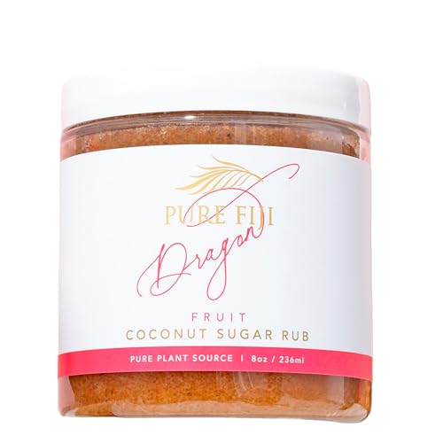 Pure Fiji Coconut Sugar Body Scrub - Deeply Hydrating, Natural Ingredients - Dragon Fruit, 8 Oz