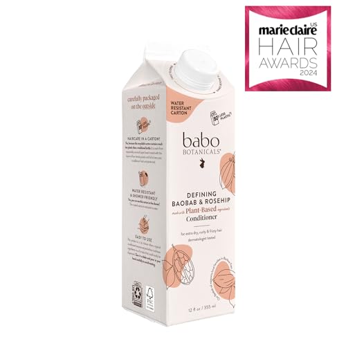 Babo Botanicals Baobab & Rosehip Conditioner - Smooths Extra Dry Curls, Vegan - Citrus Cedarwood