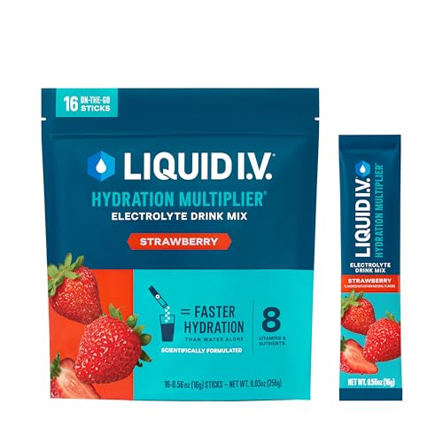 Liquid I.V. Hydration Multiplier - Electrolyte Drink Mix, Non-GMO Strawberry Flavor - 16 Servings