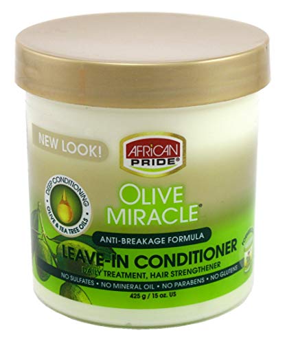 African Pride Olive Miracle Leave-In Conditioner - Non-Greasy, Quick Absorbing - 15oz Jar, 2 Pack
