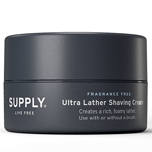 SUPPLY Ultra Lather Shaving Cream - Hypoallergenic, Moisturizes & Protects - 3.4 Oz Jar
