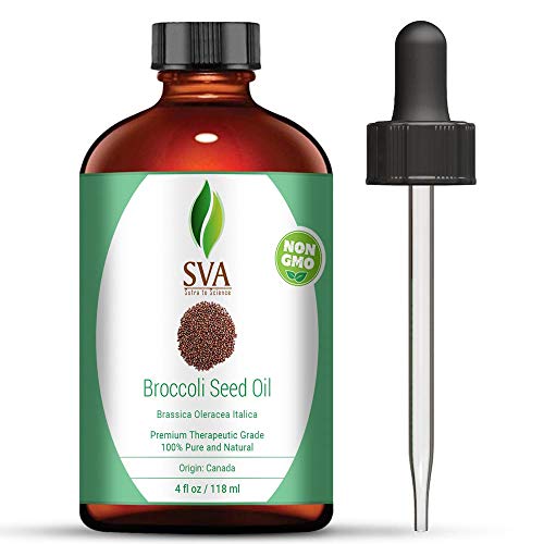 SVA Broccoli Seed Oil - Natural Moisturizer for Hair & Skin, 100% Pure Cold Pressed - 4 Fl Oz