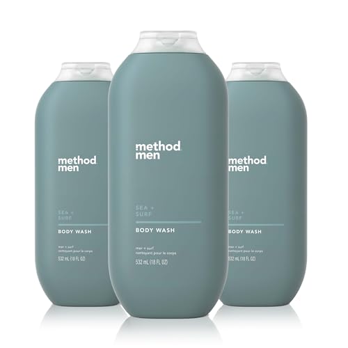 Method Men Body Wash - Plant-Based Cleanser, Nautical Scent, Paraben-Free - 3 Pack, 18oz