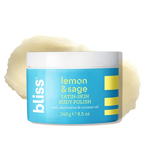 Bliss Satin-Skin Body Polish - Energizing Lemon & Sage Scrub, Hydrating Shea & Coconut - 8.5oz