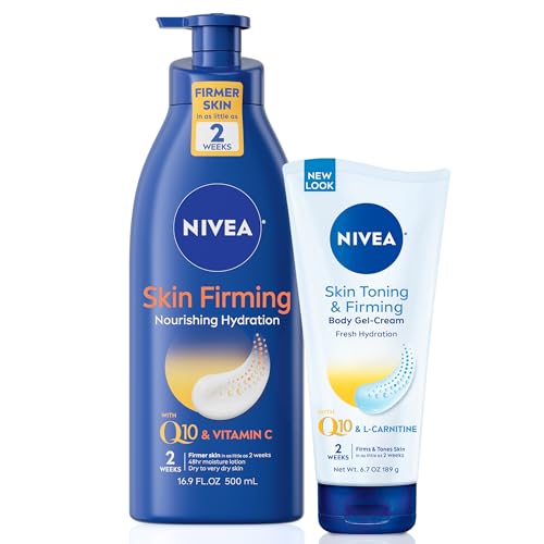NIVEA Skin Care Set - Firming Hydration with Q10 & Vitamin C, Body Lotion & Gel Cream - 23.6oz